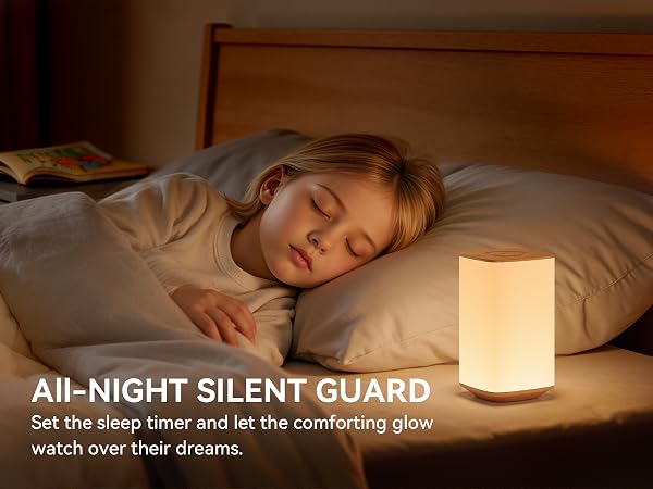 Warm kids night light creates a calm bedtime environment for peaceful sleep