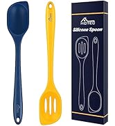 HOTEC Heat Resistant Silicone Cooking Spoon Spatula, Large Kitchen Solid and Slotted Spoons for M...