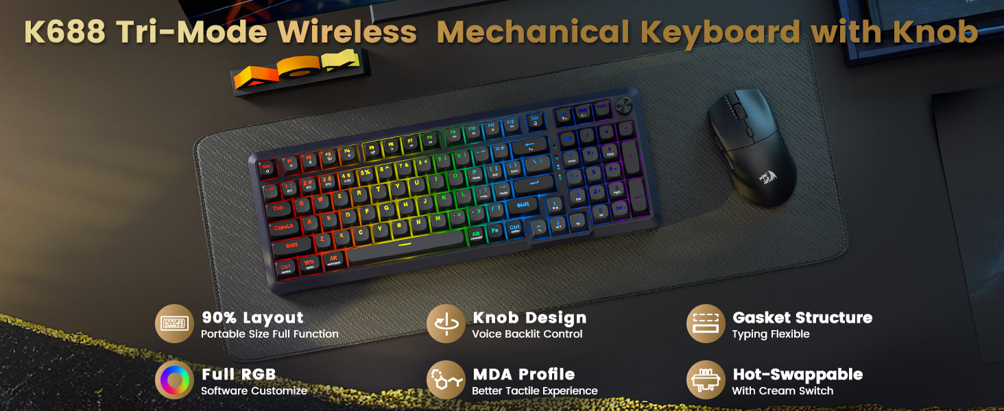 K688 tri mode Wireless Mechanical Keyboard
