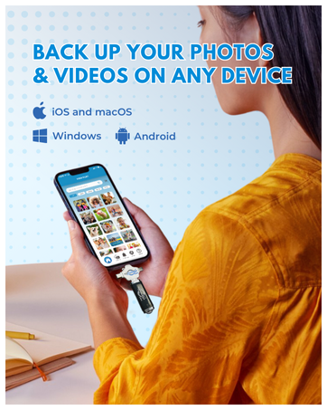 ThePhotoStick Omni works with Android, Windows, macOS and iOS.