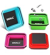 SHALL Collapsible Magnetic Parts Tray Set, 4-Piack Magnetic Tool Trays for Screw Bolts Nuts Washe...