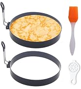Pancake Ring for Griddle,2 Packs 6 Inch Egg Pancake Maker,Omelette Ring for Griddle,Non-stick Sta...