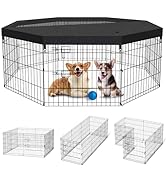 Artmalle Puppy Pet Playpen 8 Panel 24 Inch Indoor Outdoor Metal Portable Folding Animal Exercise ...