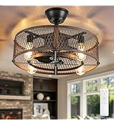 Depuley Outdoor Ceiling Fan with Light: 20" Caged Ceiling Fans with Remote App Control for Patio ...