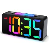 DreamSky Small Digital Alarm Clock with Night Light for Kids Bedroom, RGB Desk Clock with Large N...