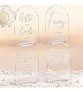 Clear 4PCS Acrylic Wedding Signs for Ceremony and Reception Guest Book Gifts and Cards Favors Ple...