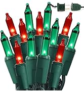 BrizLabs Red & Green Christmas Lights, 300 Counts 69.6ft Mini Lights Connectable, UL Certified In...