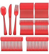 qonimi 180 Pack Disposable Clear Cutlery Set Plastic Silverware Heavy Duty Utensil Sets 60 Forks ...