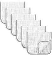 MUKIN Baby Muslin Burp Cloths Pack of 6, Ultra Soft Cotton Burping Cloths for Unisex Newborn Babi...