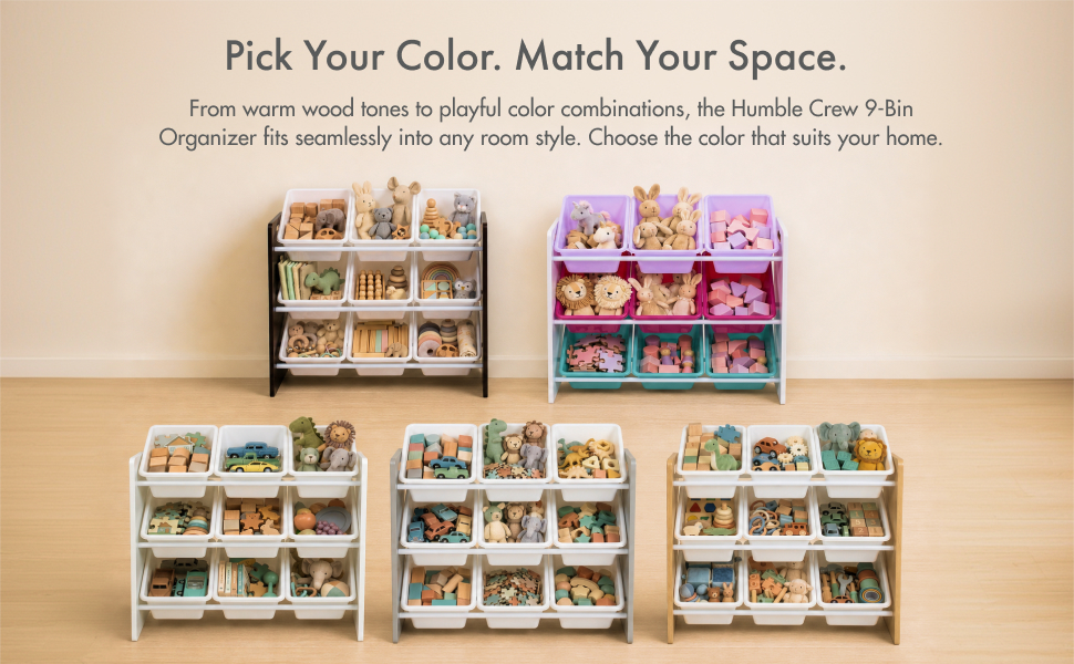 Humble Crew 9-bin toy organizer with Shelf