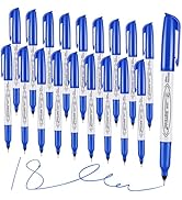 Blue Ultra Fine Point Permanent Markers, 18 Pack, 0.4 mm, Precision Extra Fine Tip for Detailed W...
