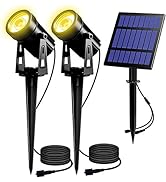 T-SUN Solar Spotlights 2W Outdoor LED Landscape Spot Light, 2-in-1 Waterproof Solar Powered Wall ...