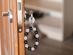 handwrist keychain beaded big silicone beaded bracelet keychain