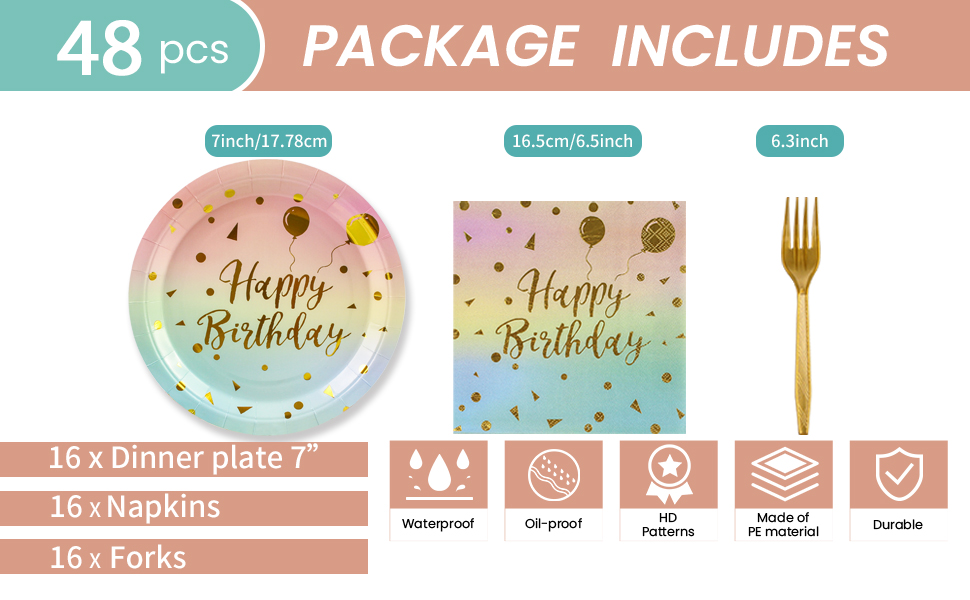 happy birthday plates and napkins set