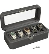 High Quality Watch Case with Lock, PU Watch Organizer Display Case with Sheepskin Suede Slow Rebo...