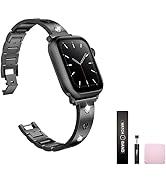 SURPRISE PIE Women Dressy Slim Metal Rhinestone Bands Compatible with Apple Watch Band,Stainless ...