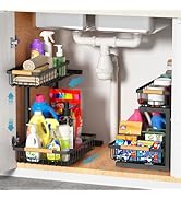 Liuoud Under Sink Organizer 2 Pack, Height Adjustable Under Sink Organizers and Storage Shelf, 2 ...