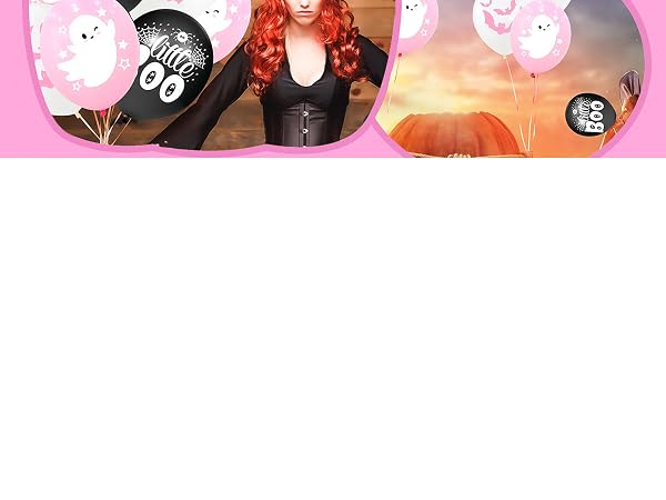 Halloween decorations birthday horror balloons black spider web white balloon ghost boo bats pink