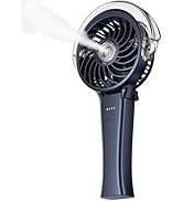 KIBEE Portable Misting Fan - 4000mAh Rechargeable, 50ml Water Tank, Foldable 180° Handheld, 3-Spe...