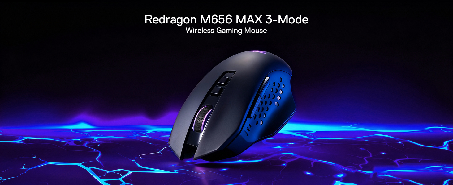 Redragon M656 wireless gaming mouse sleek design with LED in casual desktop setup adds gaming style