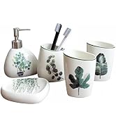 Bathroom Accessory Set, 5-Piece Decorative Ceramic Bathroom Accessories Set,Toothbrush Holder, Li...