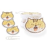 Vilphel Smile Cat Cartoon Dish Sponges for Washing Dishes 3 Pack Natural Non Scratch Cellulose Sp...