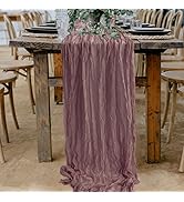 GIVERARE Table Runner Cheesecloth, 35x120in Gauze Boho Rustic Tabletop, 10ft Washable Cheese Clot...