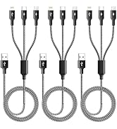 ASICEN 3 in 1 Multiple Charging Cord, Braided Multi Charger Cable USBC Charging Cable Universal U...