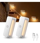Rechargeable Motion Sensor Night Light 2-Pack,Stair Lights Indoor,Wireless Stick on Anywhere Hall...