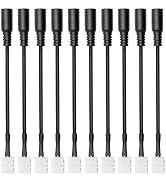 LightingWill 10pcs Pack Strip to DC Female Plug Solderless Snap Down 2Conductor LED Strip Connect...