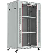 Sysracks 18U Rack Mount Server Rack 24" Deep Wall Networking Cabinet with Locking Glass Door Gray...