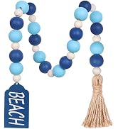 Meplait Wood Bead Garland, Coastal Tassel Garland with Beach Tag Boho Farmhouse Decor for Tiered ...