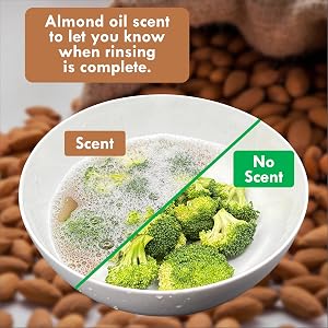 Almond oil scent lets you know when rinsing is complete