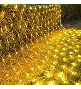 kemooie 198 LED Christmas Net Lights, 9.8FT x 6.6FT Plug in Mesh Lights, Connectable 8 Twinkle Mo...