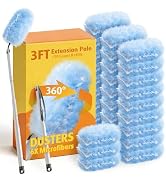 30 Count Heavy Duty Duster Refills with 3 ft Extendable Handle Starter Kit, Compatible with Swiff...