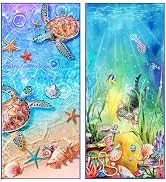 Lokigo 2 Packs Cotton Beach Towels 72"x32" Oversized Sand Free Quick Dry Compact Towels Super Abs...
