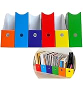 Evelots 6 Pack Magazine File Holder Organizer-Improved Front Fold-Extra Stable-4 Inch Wide- 6 Colors