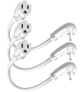 Short Flat Plug Extension Cord 1 Foot 14AWG/3C SJTW Heavy Duty Flexible Extension Cable 45 Degree...