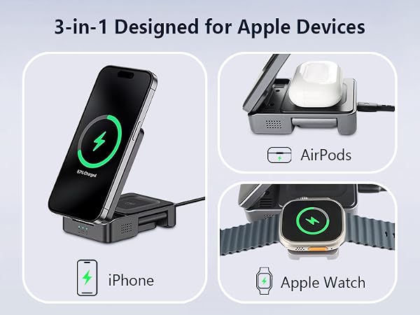 Foldable 3 in 1 Magnetic Wireless Charger