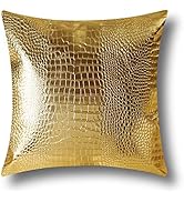OTOSTAR Throw Pillow Covers Cases for Couch Sofa Home Decoration Solid Dyed Crocodile PU Faux Lea...