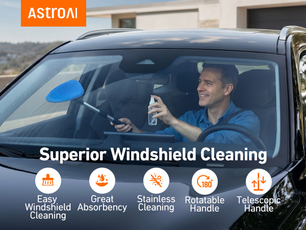 Clean Inside Car Windows Effortlessly with Adjustable Handle