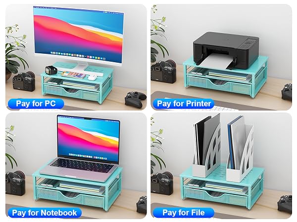 Blue monitor stand riser