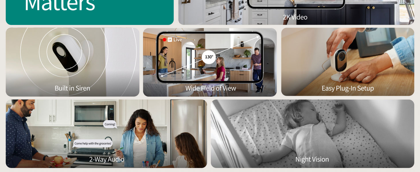 Arlo Essential Indoor Security Baby Camera 2K