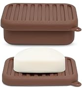 Superior Leak-Proof Silicone Travel Soap Case with Drainage Lid/Layer, Compact Bar Soap Container...