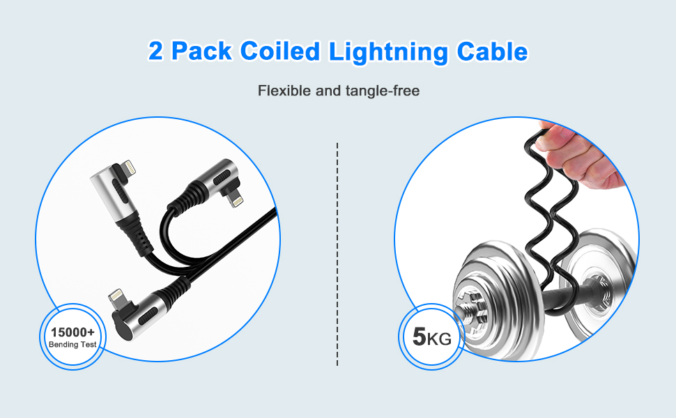 90 Degree Coiled Lightning Cable