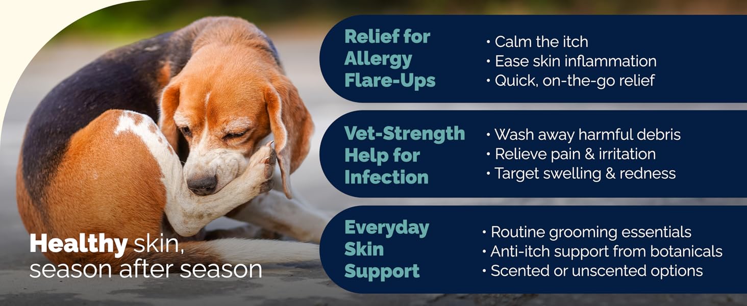 Dermabliss solutions for dog allergy flare-ups, skin infections, and everyday skin support
