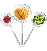 BAOKARU Fine Mesh Strainer & Spider Skimmer Spoon Set of 3, Stainless Steel Kitchen Utensils for ...