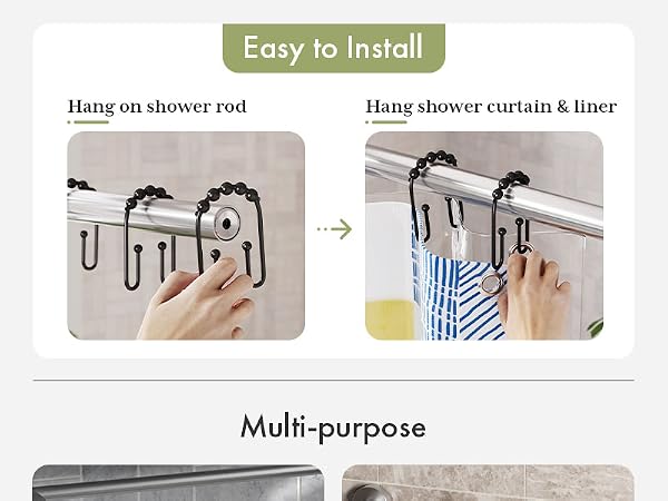 Black Shower Curtain Hooks rust proof shower curtain hooks shower hooks shower rings for curtain