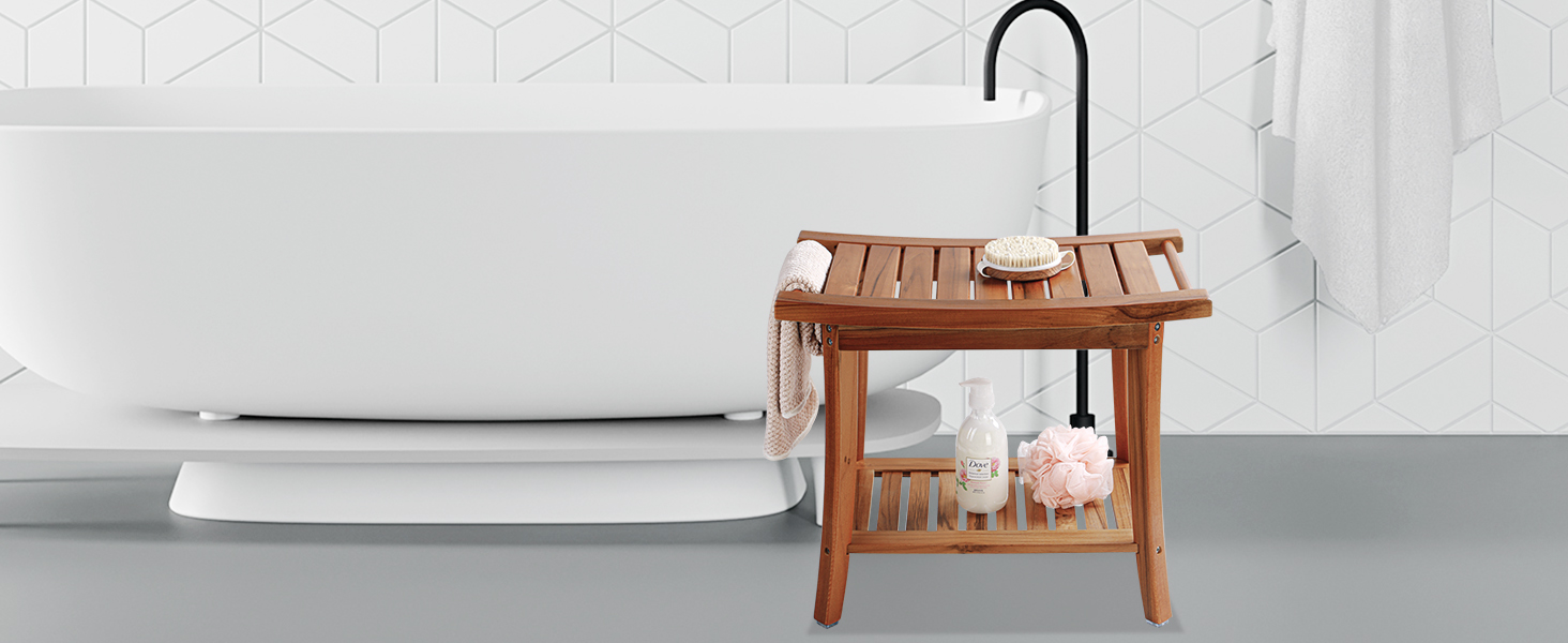 teak shower bench
