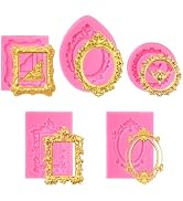 Dfqsofd 5Pcs Silicone Picture Frame Mold, Vintage Frame Chocolate Molds | Mini Picture Frames Fon...